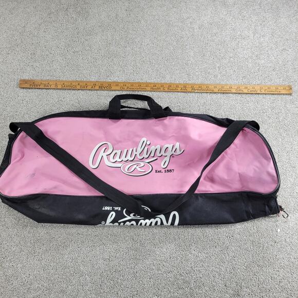 Rawlings Playmaker Softball Baseball Bat Helmet Equipment Duffle Bag Pink Black - Picture 15 of 15